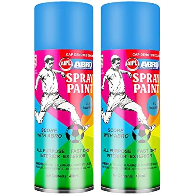 Abro SP-312 MULTIPURPOSE COLOUR SPRAY PAINT CAN FOR CARS AND BIKES (400ML, ISUZU BLUE, 2 PCS) - Image 1
